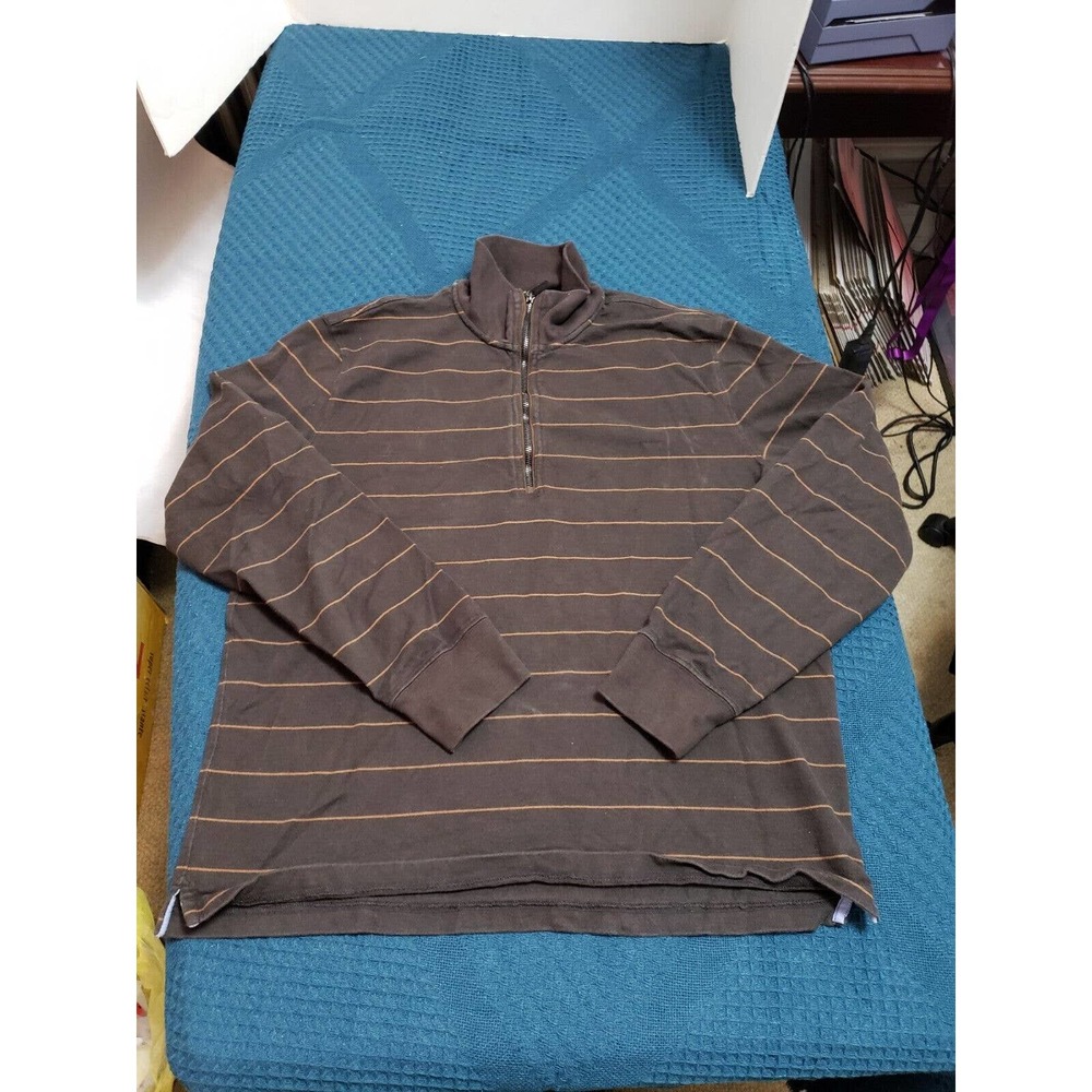 Massimo Dutti Mens Brown Long Sleeve 1/4 Zip Sweater Size Extra Large Cotton